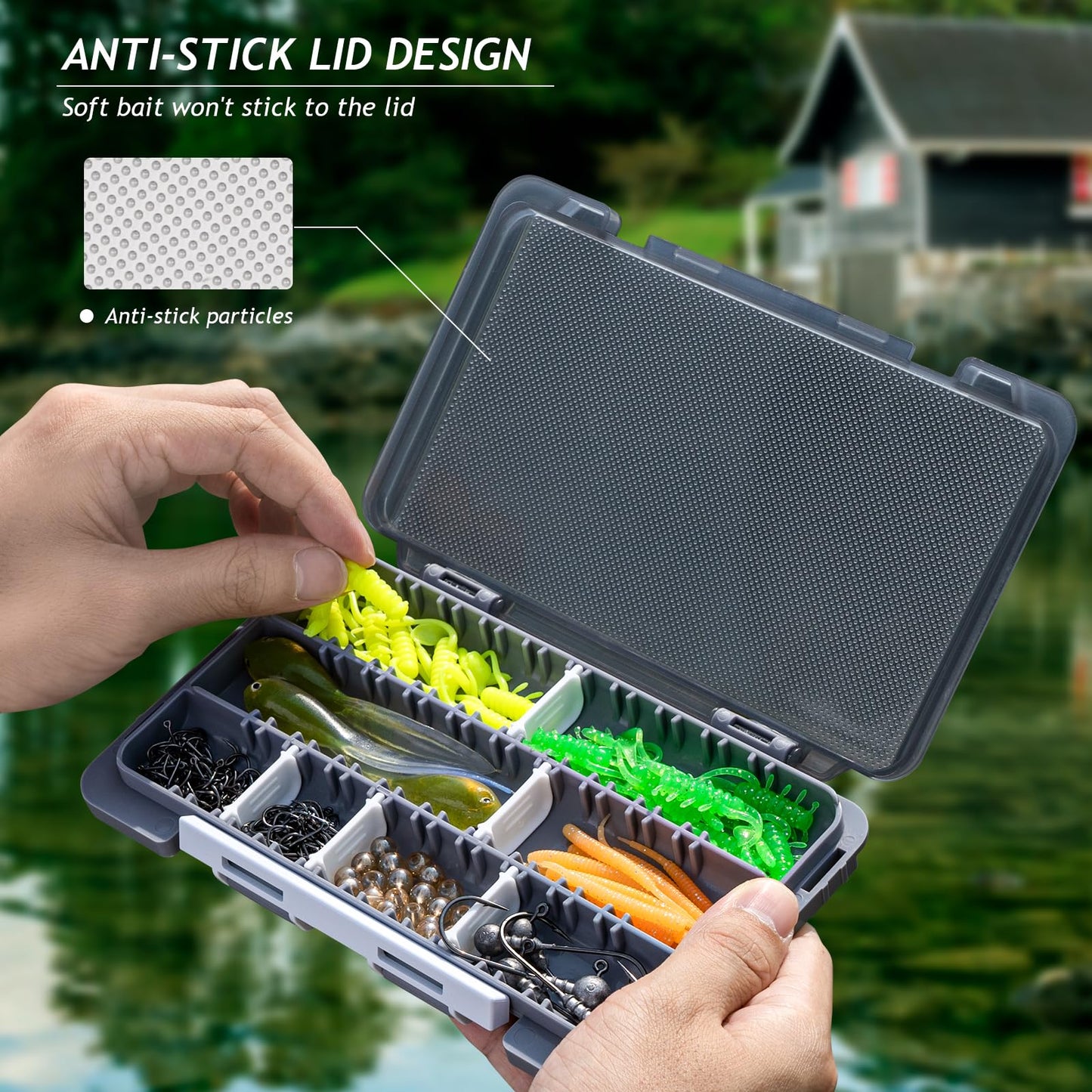 QualyQualy Fishing Tackle Box, Small Tackle Box Organizer with Removeable Diveders, 2 in 1 Mini Fishing Hook Organizer, Plastic Storage Fly Box