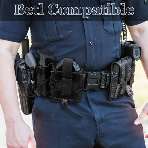 SZWRSKJ Handcuff Pistol Mag Pouch Combo, Open- Top Handgun 9MM Magazine Handcuff Case, Quick Release Cuff Holster for MOLLE Belt, Tactical Vest