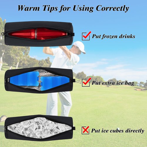 LUCKIPLUS Insulated Golf Cooler Bag 2 Pack Small Portable Camping Cooler Case Unisex Soft Compact Beer Sleeve for Drinks Bottled Water for Daily Work Travel Hiking