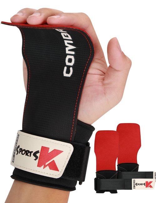 KUTOOK Weight Lifting Wrist Strap Men Women Lifting Wrist Straps Workout Deadlift Muñequeras Para Gym Wrist Support Black & Red M