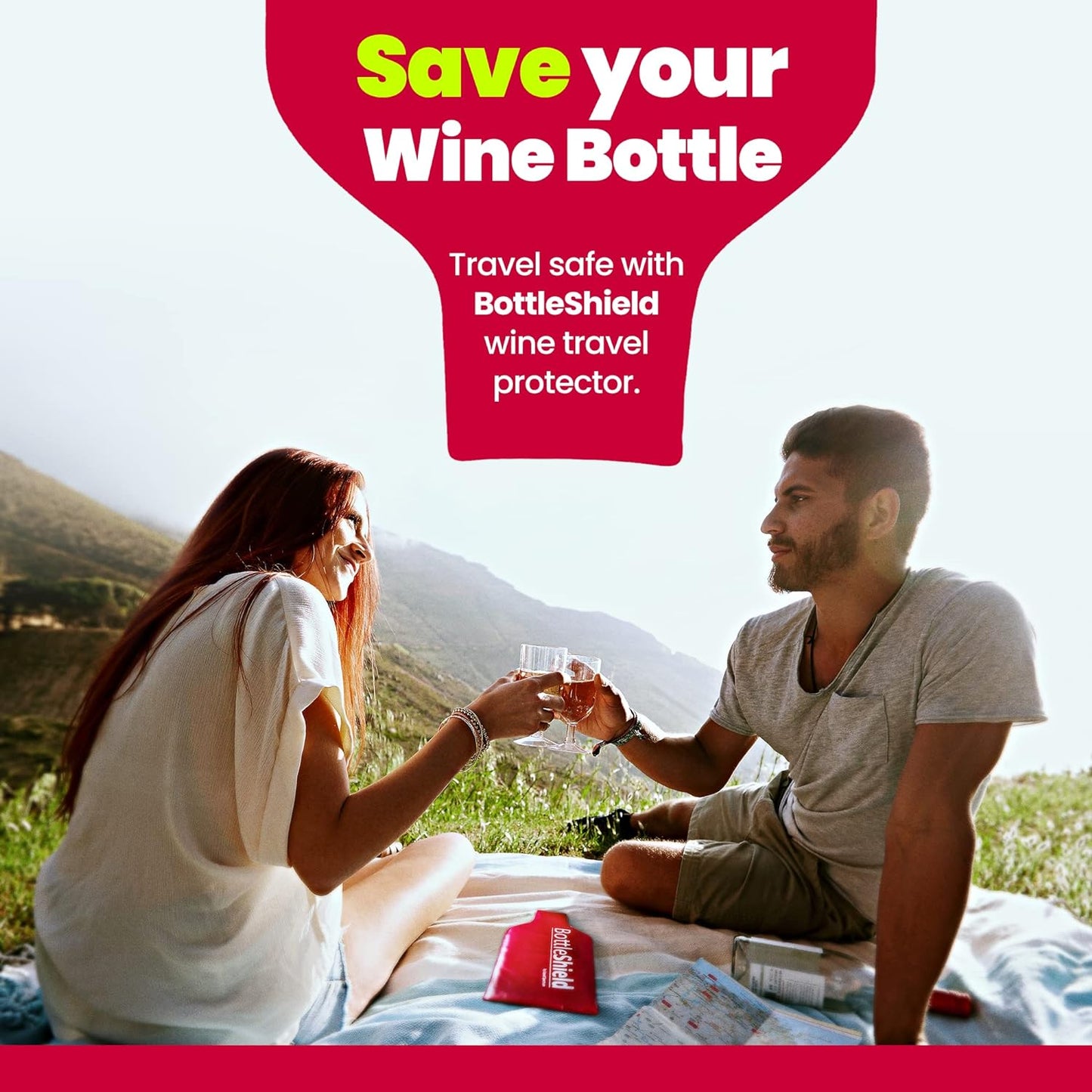 Reusable Wine Protector Travel Bag by Bottle Shield (6-pack) - Unbreakable Bottle Shipping Sleeve, Leak Proof & Double Layer Wine Bubble Wrap Sleeve | Travel Wine Bags for Suitcase Luggage, Red