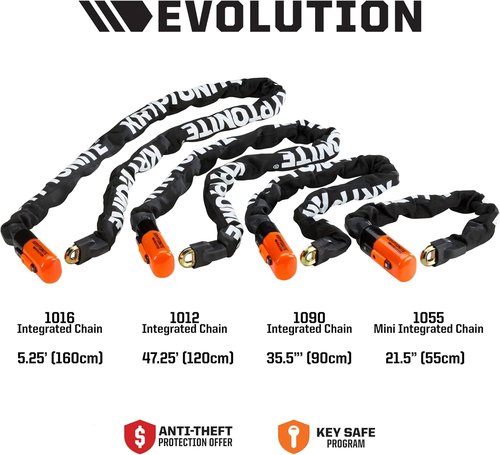 Kryptonite Evolution 1055 Mini Bike Chain Lock, 1.8 Feet Long 10mm Steel Chain Heavy Duty Anti-Theft Sold Secure Gold Bicycle Chain Lock with Keys for E-Bike, Motorcycle, Scooter, Bicycle, Fence