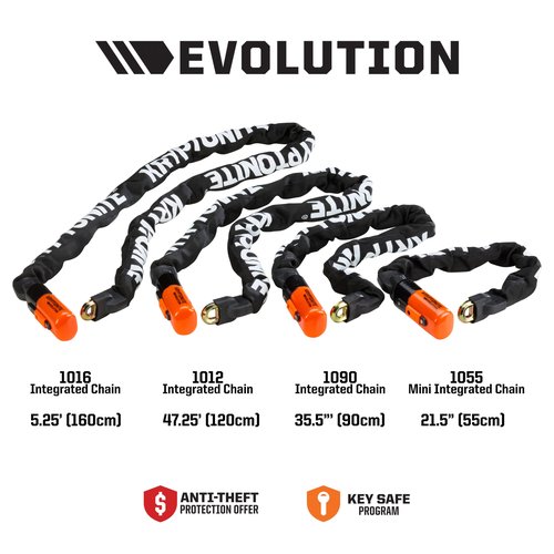 Kryptonite Evolution 1012 Bike Chain Lock, 4 Feet Long 10mm Steel Chain Heavy Duty Anti-Theft Sold Secure Gold Bicycle Chain Lock with Keys for E-Bike, Motorcycle, Scooter, Bicycle, Door, Gate, Fence