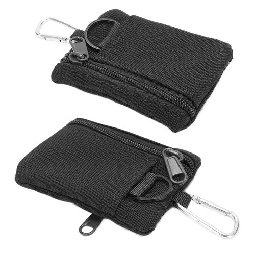Chazcool Mini Size EDC Utility Pouch Bags, Molle Pouch with Carabiner, EDC Pocket Organizer, Mini Molle Pouch Wallet for Biking Camping (Black)