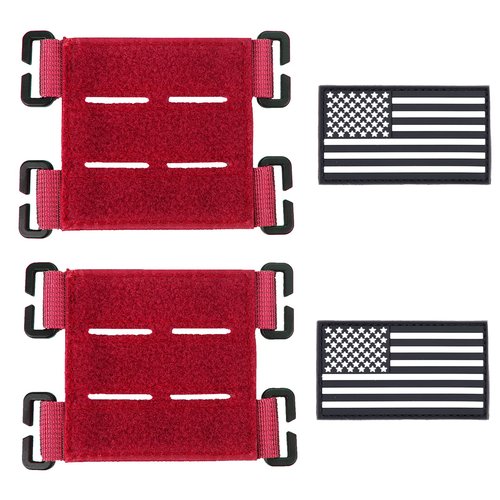 TAXATM Molle Patch Panel with Laser Cutting Loop, Molle Patch Display Holder for Backpack ，Mini Patch Board Include American Flag Patch (2 pcs Red)1