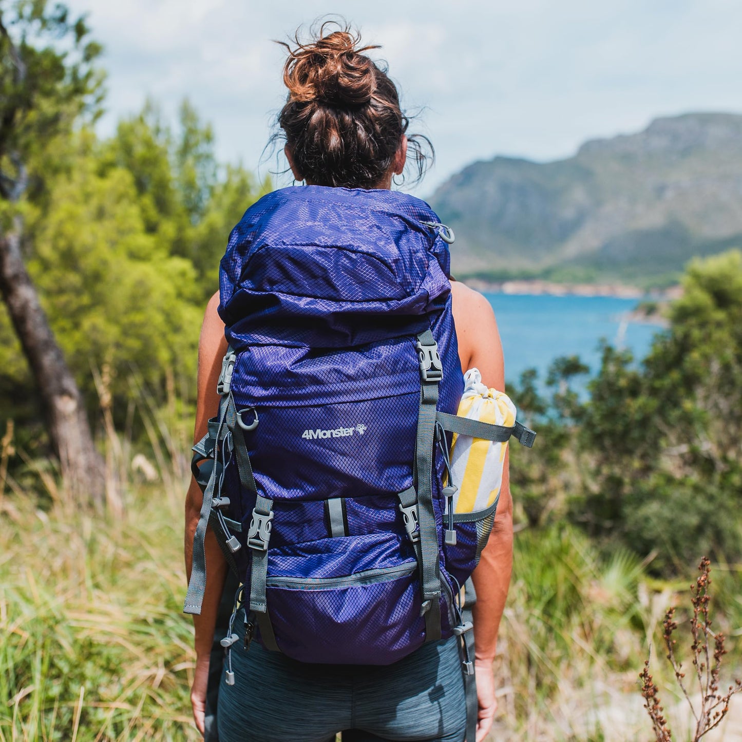 4Monster Portable Hiking Backpack,Lightweight Packable Hiking Daypack,Water Resistant Carry on Backpack for Travel Camping Outdoor (32L, Purple)