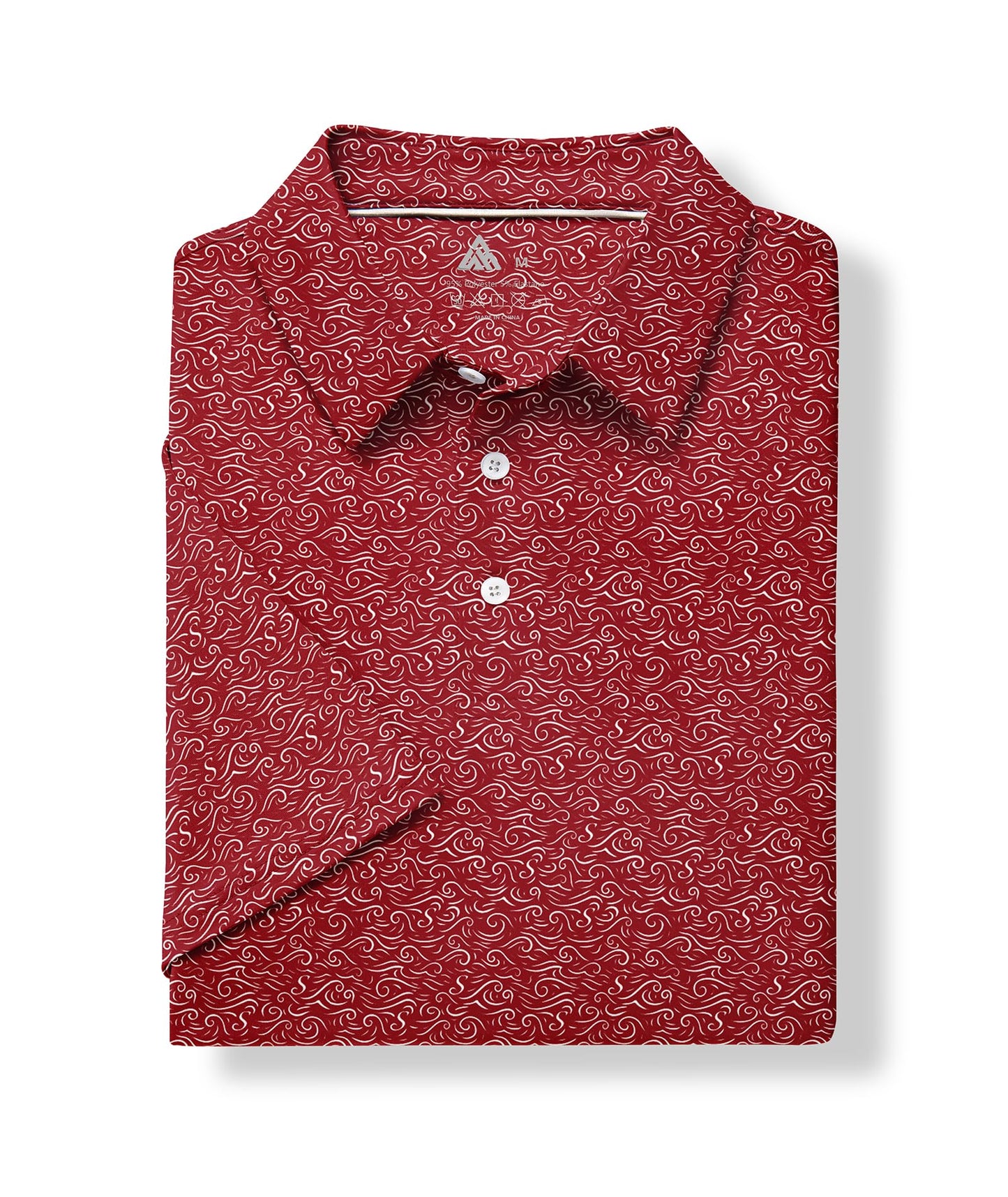 SWISSWELL Mens Golf Shirt Short Sleeve Moisture Wicking Print Polo Shirts for Men Performance Summer Tshirt Red L