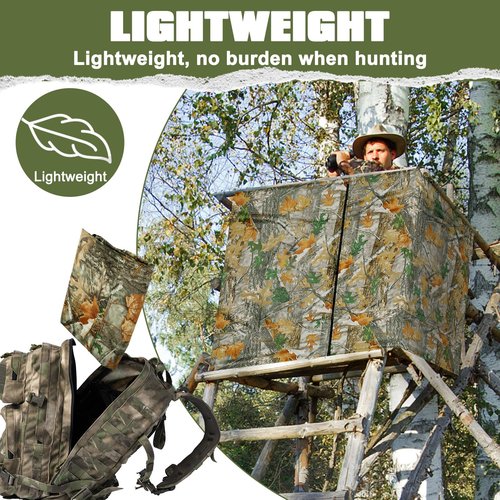 Hunting Tree Stand Blinds, Camouflage Tree Stand Cover, 102''x35''Hunting Realistic Forest Camo Treestand Ground Blinds with Zipper and Two Large Pockets for Deer, Elk, Turkey Hunting