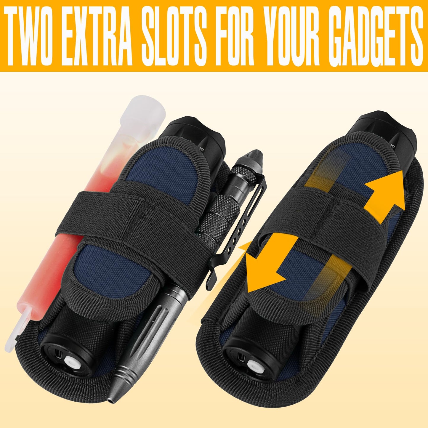 IronSeals 2 Pack 360° Rotatable Clip LED Flashlight Torch Holder Stretchable Adjustable Flashlight Torch Holster Holder Belt Case Pouch