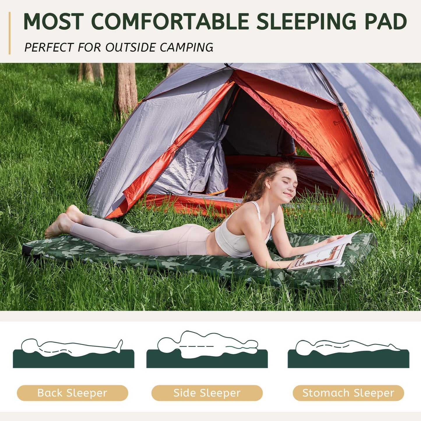 HomeMate CertiPUR-US Memory Foam Camping Mattress Pad Portable Roll Up Mattress for Adults Sleeping Mat Cot Mattress Pad Car Tent Floor Mattress Removable Waterproof Cover Travel Bag Guest Bed