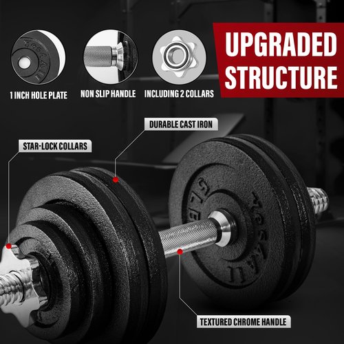 Yes4All 105lbs Pair Adjustable Dumbbell Set with Weight Plates, Star Lock Collars/Connector, 40lbs to 200lbs Adjustable Weight Plates Set