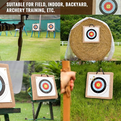 ShinyRelief 20 Inch Adult Backyard Straw Archery Target, for Recurve Compound or Longbow, 20 Pcs Paper Arrow Targets, Traditional Bow Arrow Target for Kids Youth Gift Archery Hunting Practice