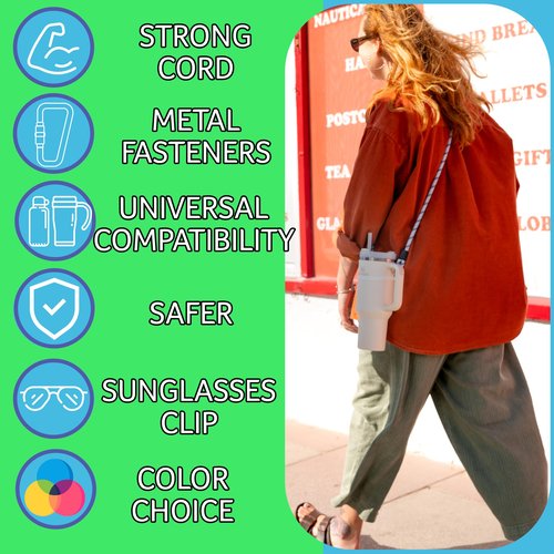 Single Handed Strong Crossbody Water Bottle Holder with Strap. Compatible with Stanley Tumbler, Simple Modern. Universal Water Bottle Carrier with Strap, Lightweight Water Bottle Sling Carrier