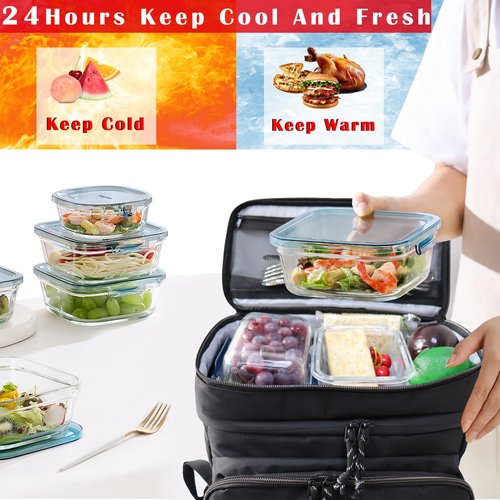 GiMiUiTo Double Deck Cooler Backpack Leak-Proof Large Cooler Backpack,Cooler Bag Insulated Perfect Soft Cooler Bag for Tactical, Camping, Picnic, Beach, Hiking,Grey