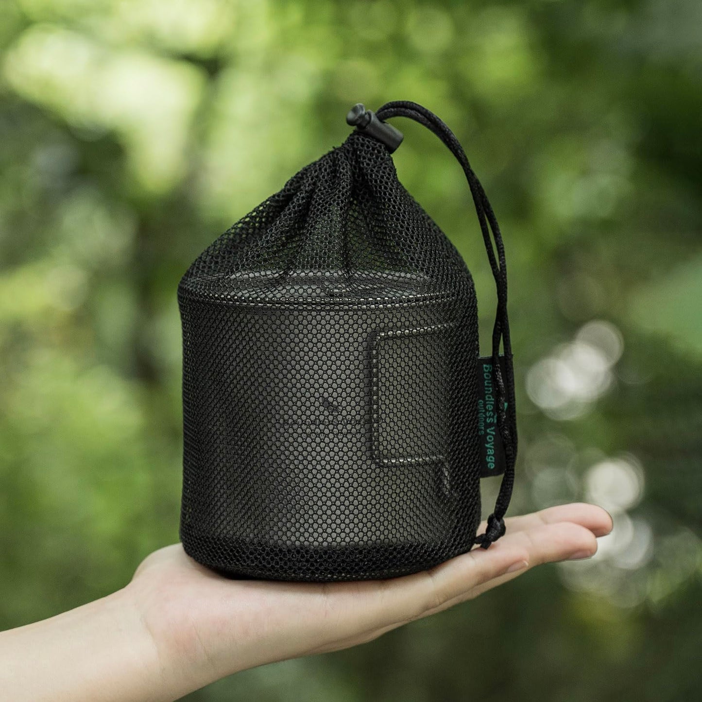 iBasingo 350ml Titanium Cup with Lid Foldable Handle Single-walled Camping Mug Lightweight Portable for Outdoor Drinking Drinkware US-Ti3058D