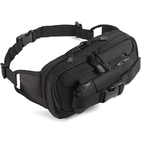 LarKoo Tactical Fanny Pack for Concealed Carry Sling Bag CCW Crossbody Waist Bag for Men&Women EDC Gear with Adjustable Strap (Black)