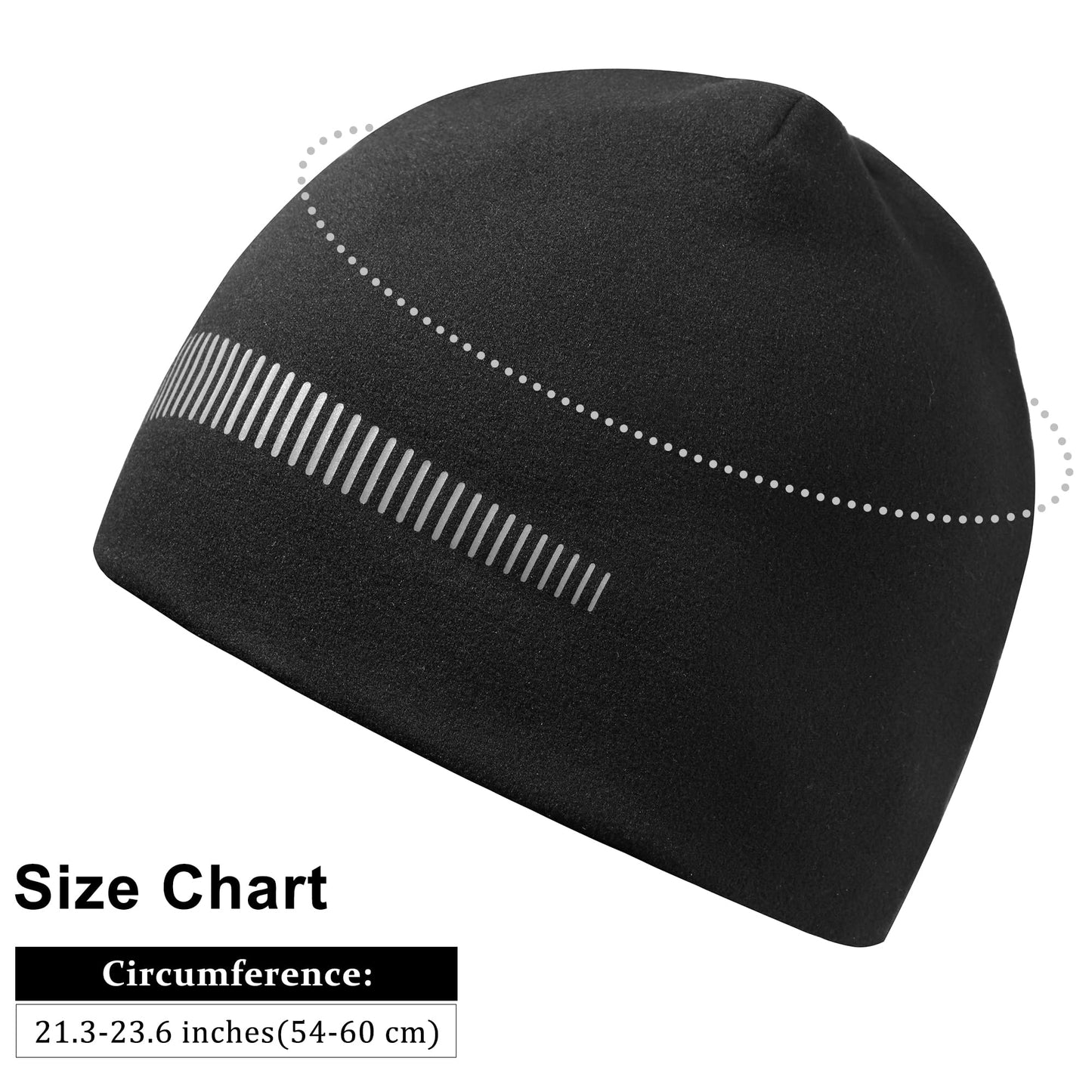 GADIEMKENSD Ponytail Beanie for Women Running Winter Hat with Reflective Accents Thick Warm Skull Cap Messy High Bun Hat for Cold Weather Ski Snowboard Hiking Workout Golf Black