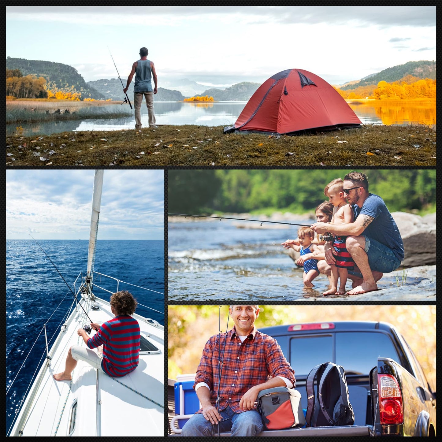 Fishing Rod and Reel Combo Telescopic Pole Set with Fishing Line, Fishing Lures Kit and Carrier Bag for Sea Saltwater Freshwater (A-Full Kit with Carrier Bag, 2.1M-6.89FT)