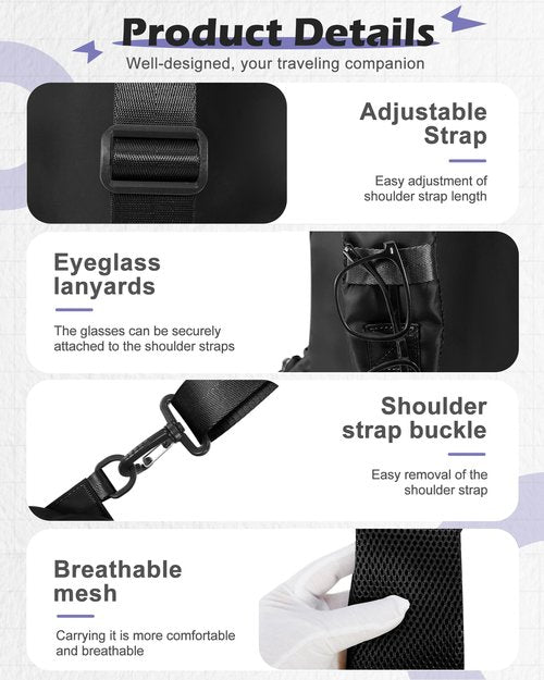 Crossbody Sling Backpacks Sling Bag for Men Women, Small Shoulder Backpack, Anti Theft One Strap Motorcycle Backpack, Mini Tactical Chest Bags Daypack for Casual Travel Hiking Gym Outdoor Sports Black