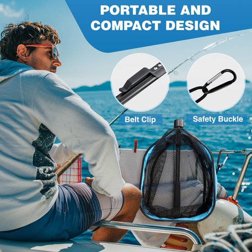 FLISSA Floating Fishing Net, Folding Fish Net for Portablity and Storage, Durable Landing Net for Salmon, Catfish, Bass, Trout Fishing, Great for Fly Fishing, Kayak or Boat Fishing