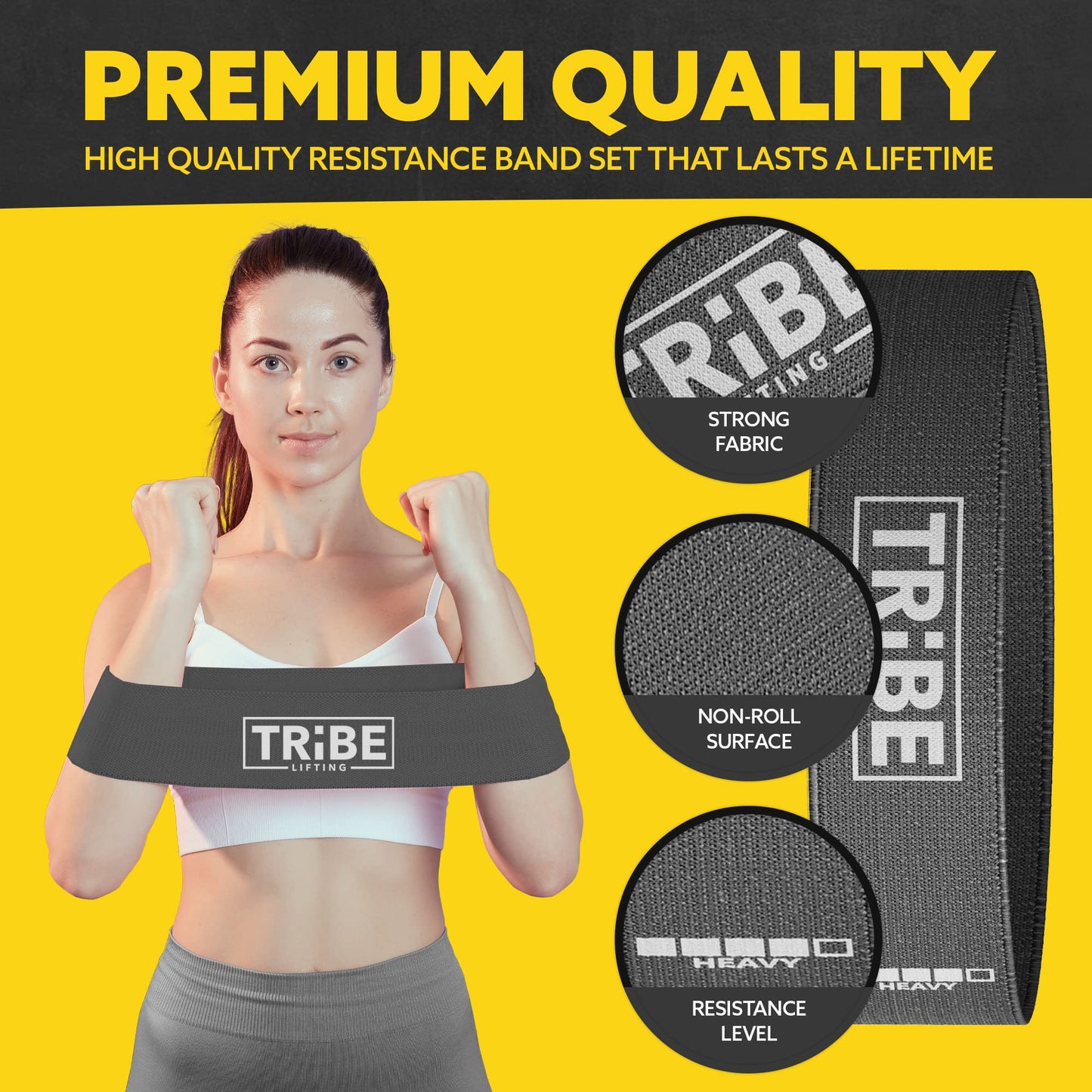 Fabric Booty Bands for Legs and Butt Workout - Resistance Bands Set (8)