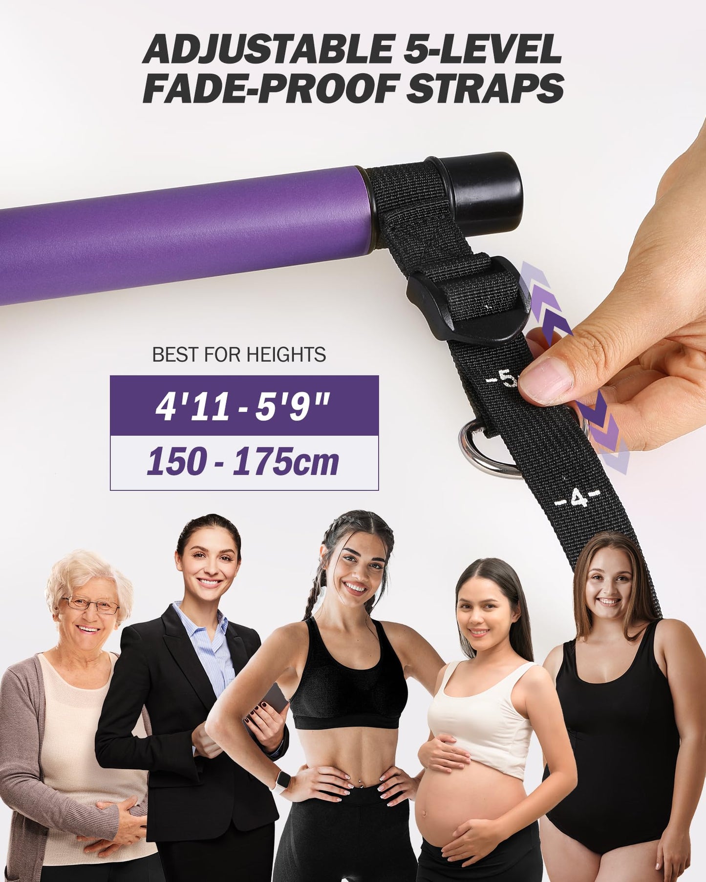 ALongSong Upgraded Pilates Bar Kit with Heavy Resistance Bands 30/40/50lbs with Yoga Ball for Home Gym Workout Exercise Pilates Equipment Strengthen Muscles Flexibility Body Shaping