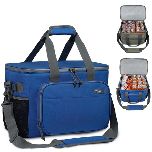 COOBUG Large Cooler Bag 40-Can Capacity - Portable Soft Cooler Bags Insulated for Travel, Leakproof Collapsible Coolers for Picnic, Beach, Camping & Road Trips, Food & Drinks Travel Cooler Bag - Blue