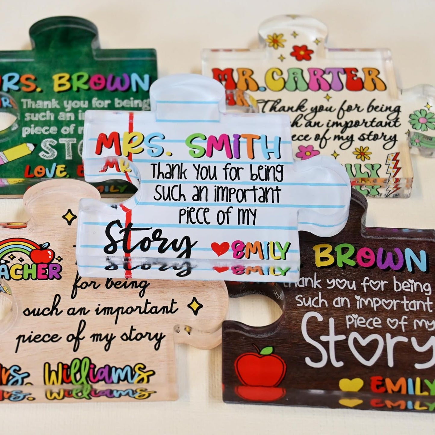 Personalized Teacher Appreciation Paperweight Gift – Custom Acrylic Desk Paperweight 4x3.75 Inch – Thank You Gift from Students for End of Year, Retirement, Christmas or Teacher’s Day
