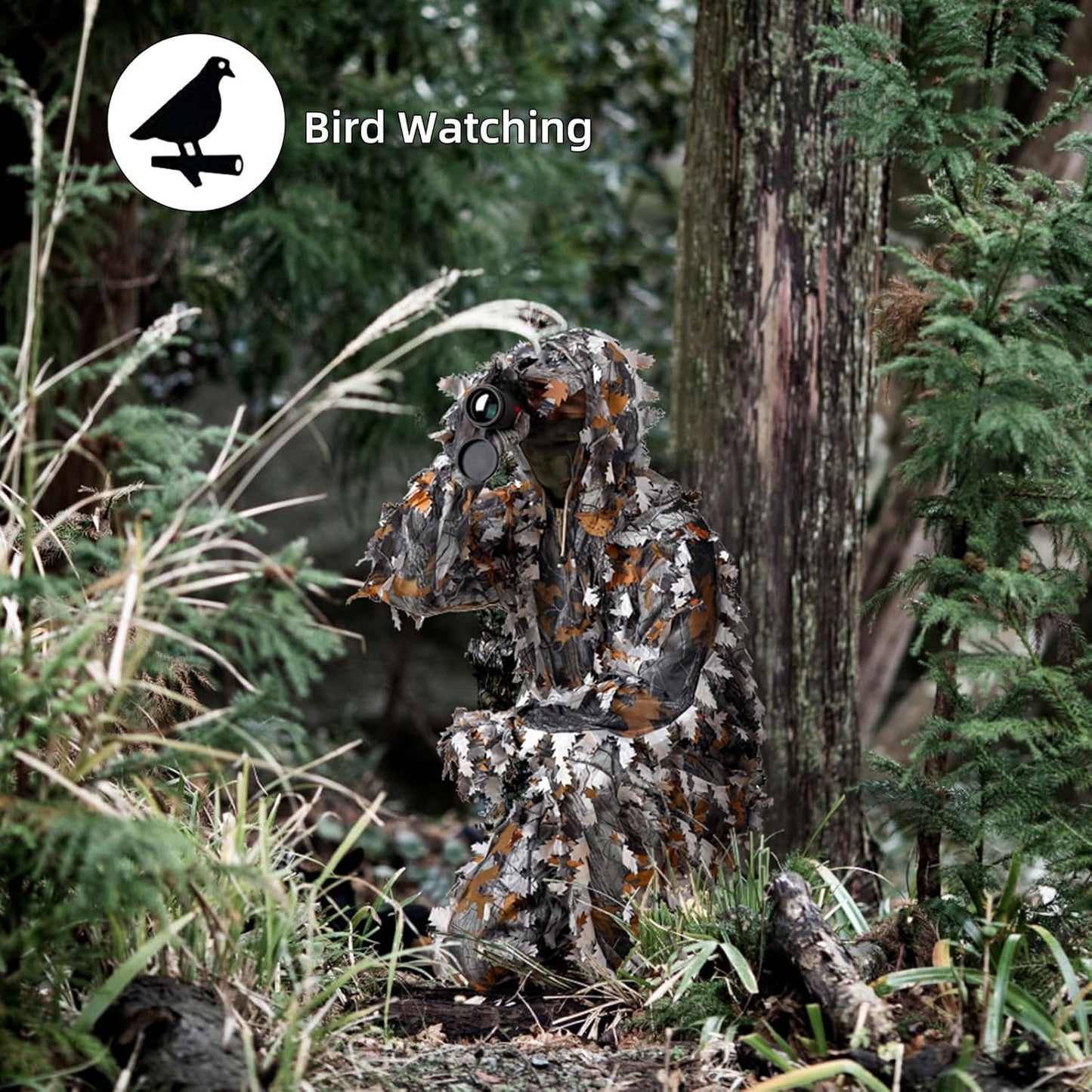 Zicac Outdoor Camo Ghillie Suit 3D Leafy Camouflage Clothing Jungle Woodland Hunting