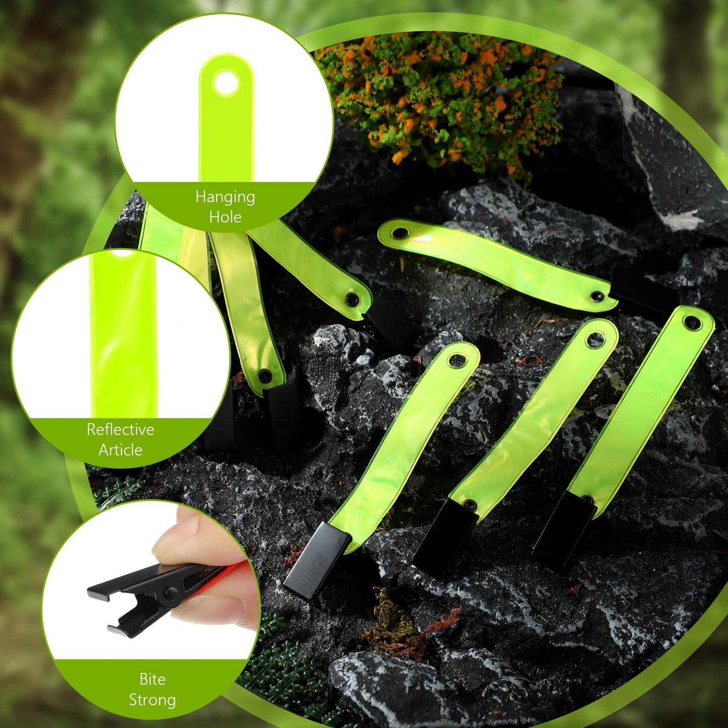 Leitee Trail Markers Reflective Tree Tacks Hunting Reflector Tacks Trail Marking Ribbon with Clips for Hiking Hunting Outdoor (Fluorescent Yellow,24 Pcs)