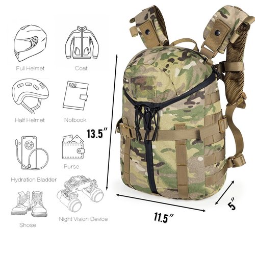 lonloke Tatical Helmet Backpack,Warrior Assault Systems Large Helmet Bag Cargo Molle Head Protection Kit Pack (MC)
