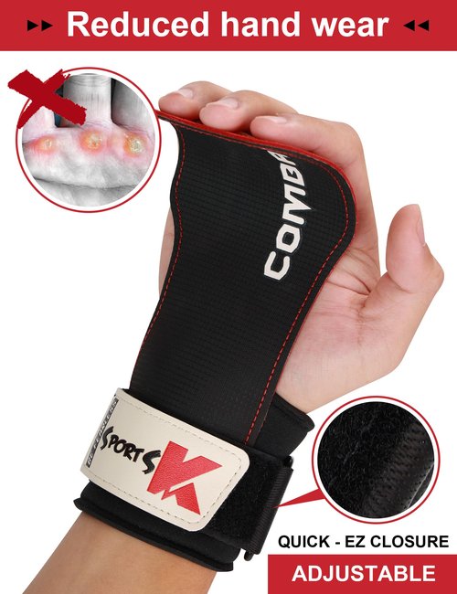 KUTOOK Weight Lifting Wrist Strap Men Women Lifting Wrist Straps Workout Deadlift Muñequeras Para Gym Wrist Support Black & Red M