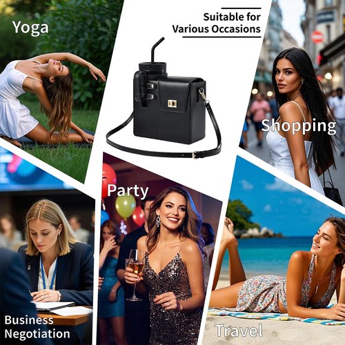 Stanley Outdoor Portable Crossbody Cup Storage Bag with Purse, Outdoor Portable Crossbody Water Cup Storage Bag, crossbody Bag for Stanley Bottle（Balck）