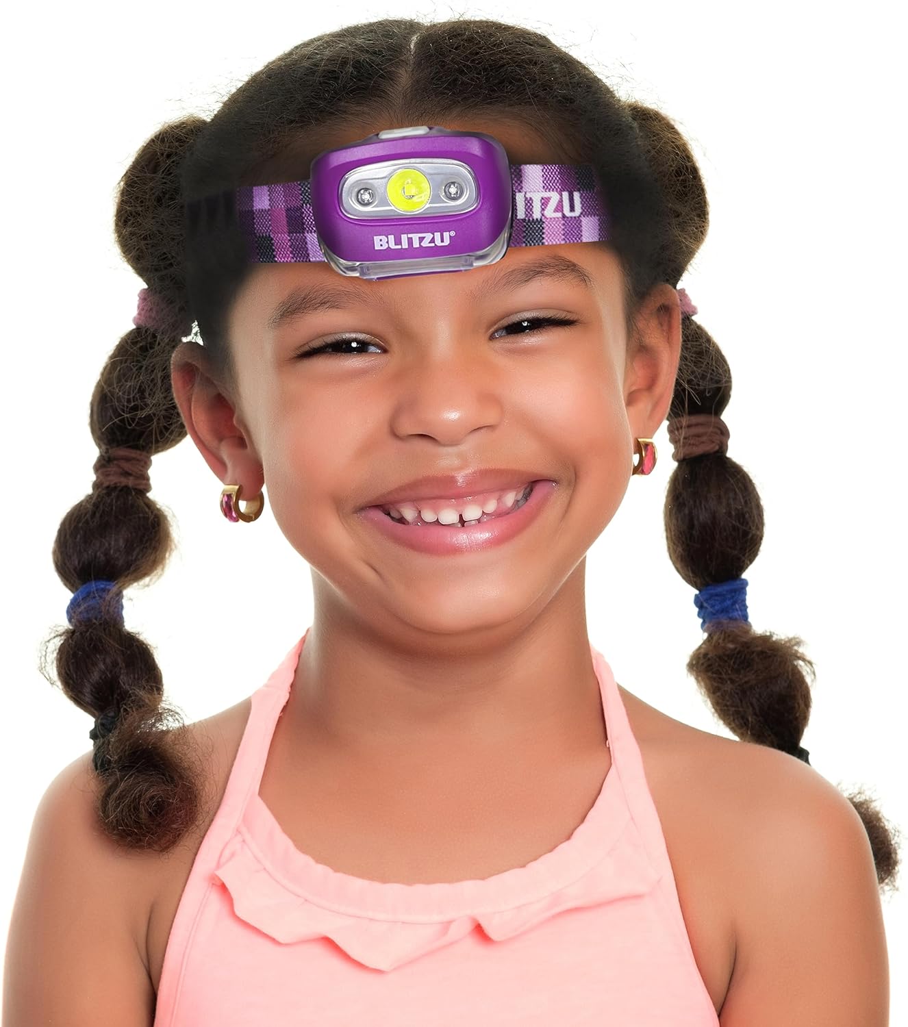 Waterproof LED Headlamp Flashlight for Adults & Kids - Lightweight, Comfortable, White & Red Light for Running, Camping & Hiking - 3 AAA Batteries Included, Purple