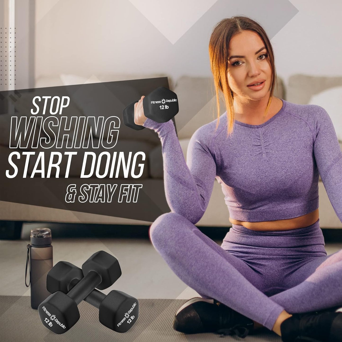 Neoprene Dumbbell Set of 2, Non-Slip, Hex Shape, Free Weights for Muscle Toning and Strength Building - Portable Home Gym Hand Weights