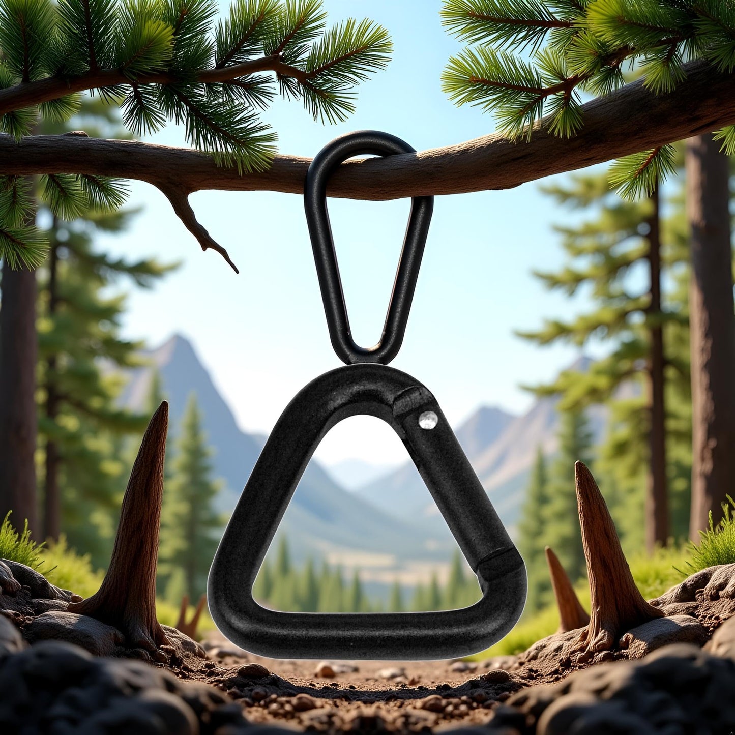 Carabiner Clip Auto Locking Storage Corrosion-Resistant Wear-Resistant Hiking Triangle Carabiner Buckle Compatible with Outdoor for Camping, Hiking, Hammocks, Dog Leash, D Shaped Small for Keychains
