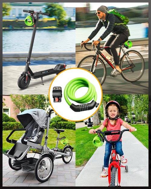 Everyfun Bike Lock Cable with Combination,High Security 5-Digit Resettable Combination Bicycle Lock Anti-Theft, Scooter Lock with Mounting Bracket for Bikes and Scooters(Green)
