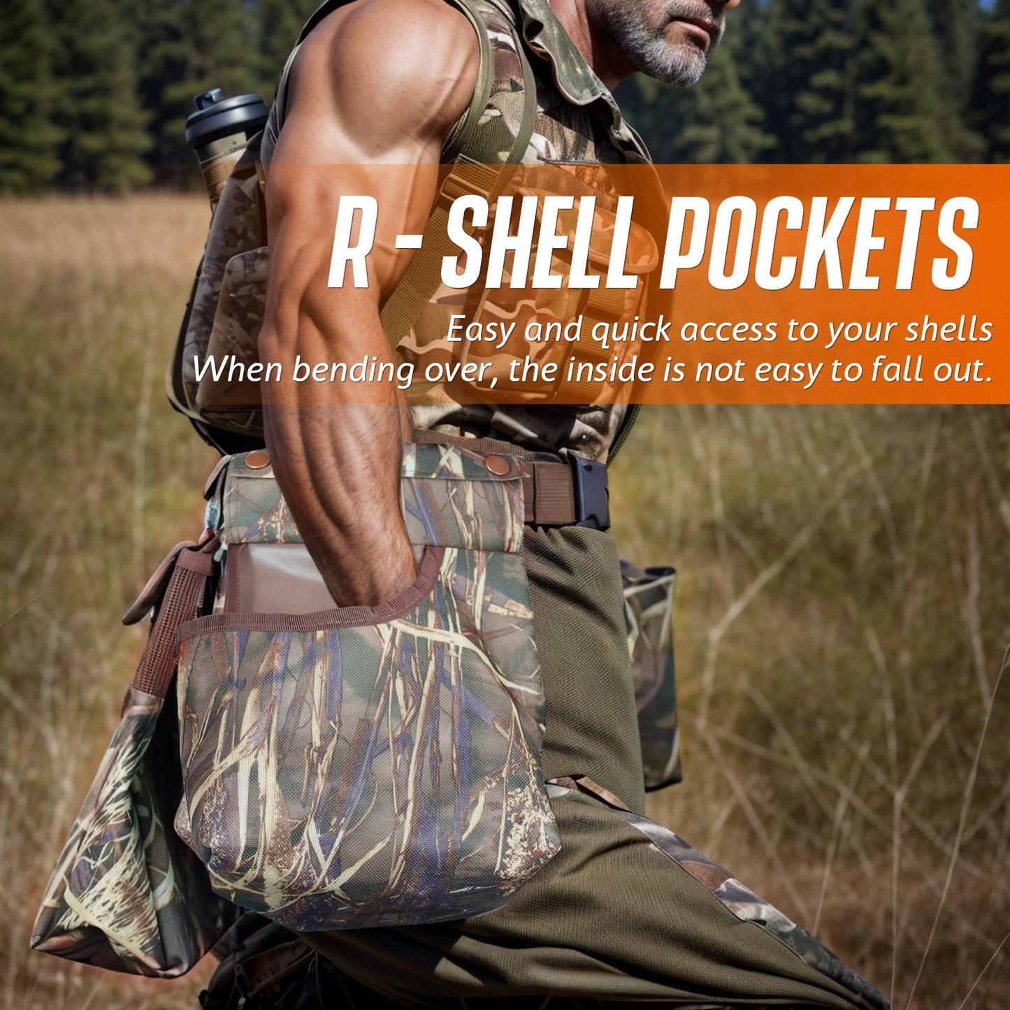 IC ICLOVER Dove Hunting Belt - Adjustable Field and Game Belt, 4in1 with Bird Game Bag, 2 Shell Pocket, Water Bottle Carrier, Lightweight Waterproof Sporting Clays Upland Game Dove Hunting Gear