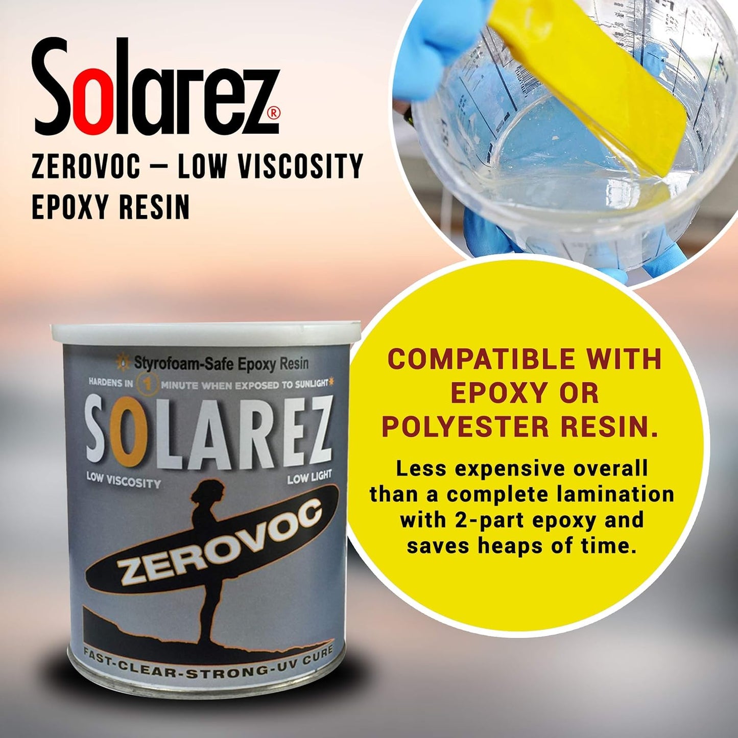 SOLAREZ Artisan Epoxy Resin Kit - Clear, UV-Resistant, 16 oz for Crafts & Repairs