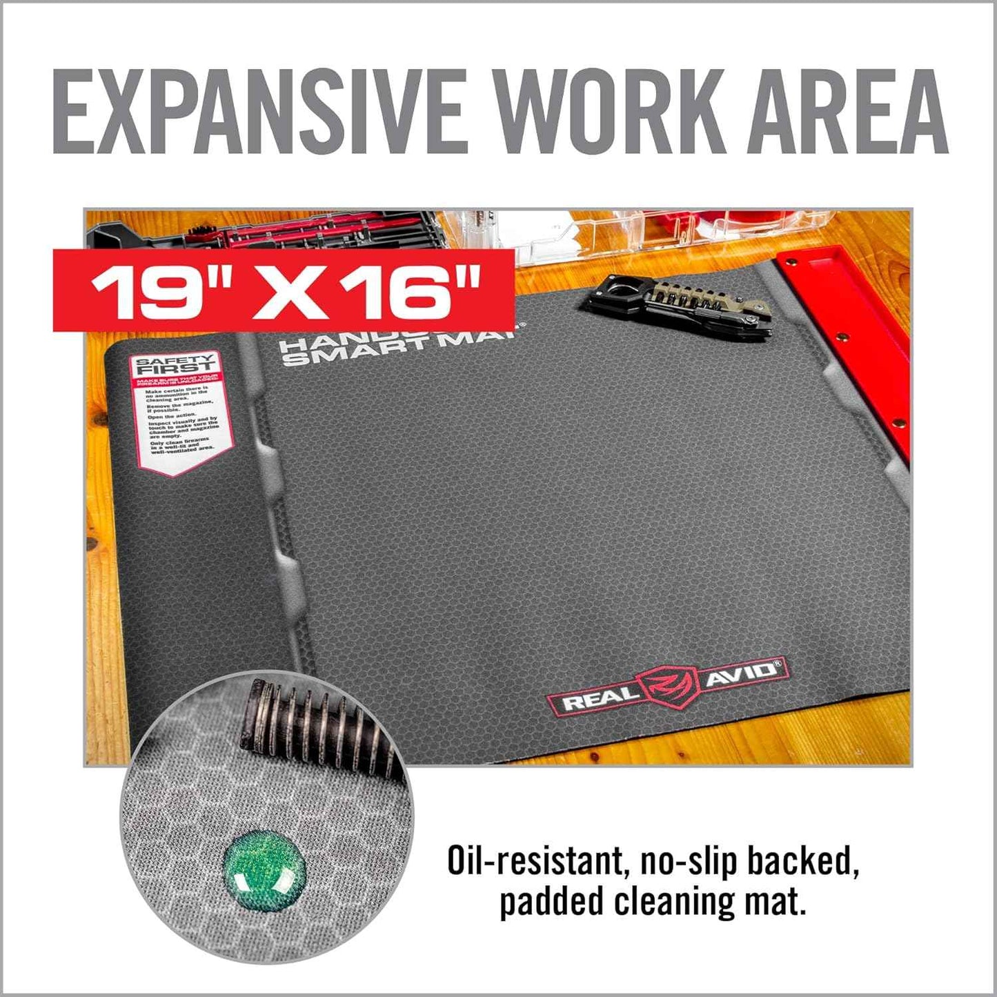 Real Avid Handgun Cleaning Kit with Gun Cleaning Mat & Magnetic Tray for 9mm, .40, .45 Caliber Pistols