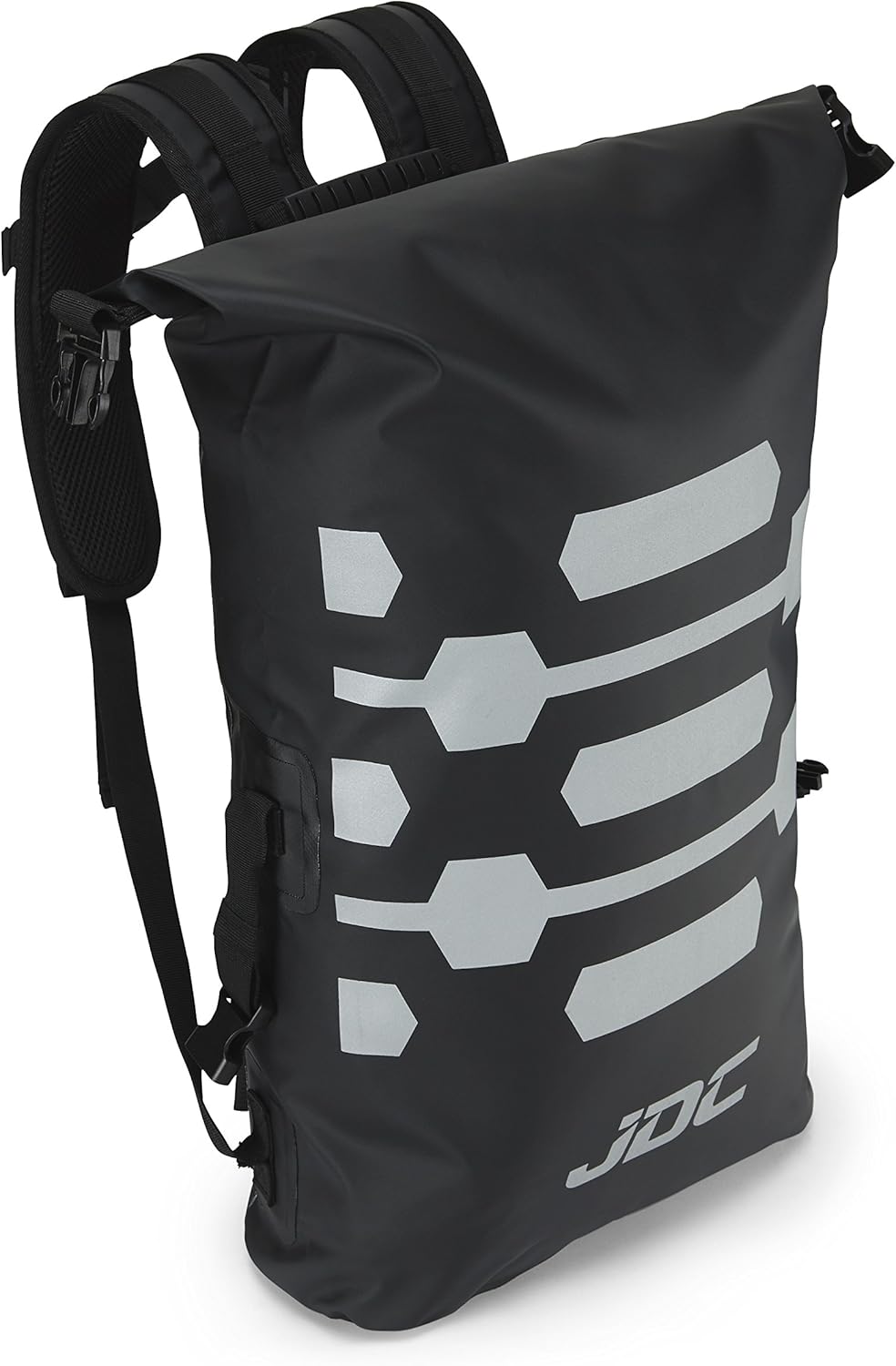 JDC Motorcycle Rucksack 100% Waterproof Dry Bag 30L - REFLECTOR - Black