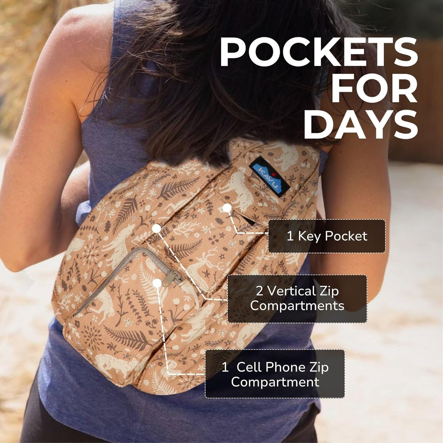 KAVU Rope Bag - Sling Pack for Hiking, Camping, and Commuting