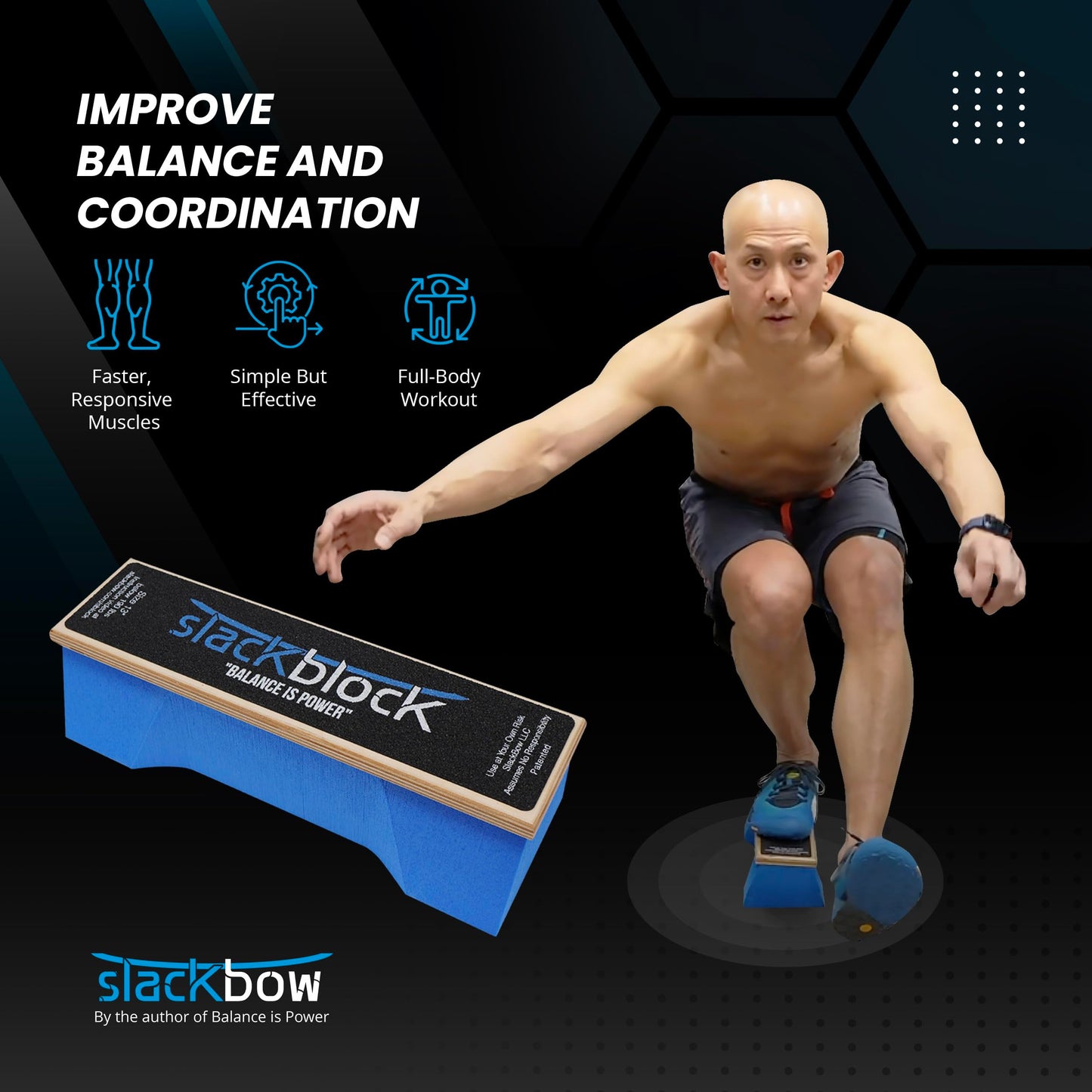 SlackBow SlackBlock Athletic Balance Trainer – Improve Balance, Stability, and Athletic Performance – Condition Your Body and Prevent Injury - Compact and Portable – 13”