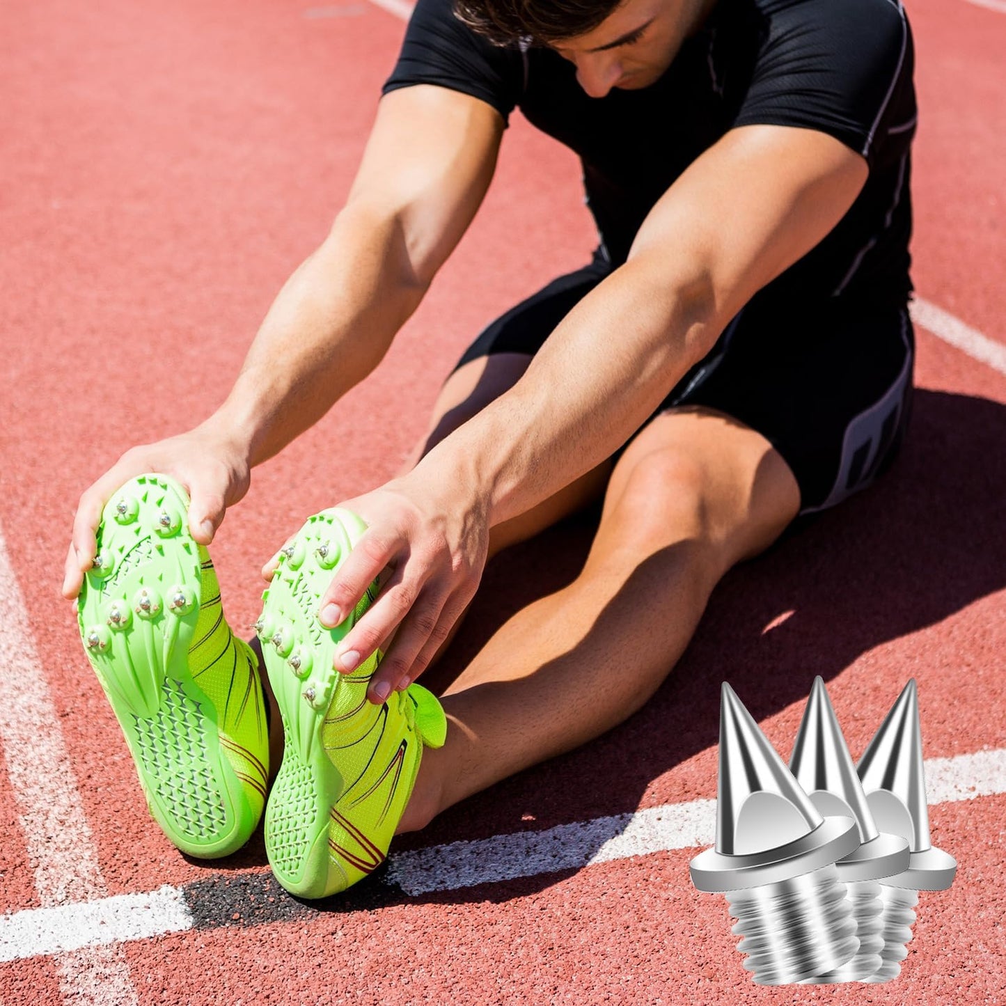 3/16 Inch Track Spikes,130pcs Stainless Steel Pyramid Shoe Spikes with Spike Wrench for Track and Cross Country,Replacement Spike for Sprint Sports Short Running Shoes