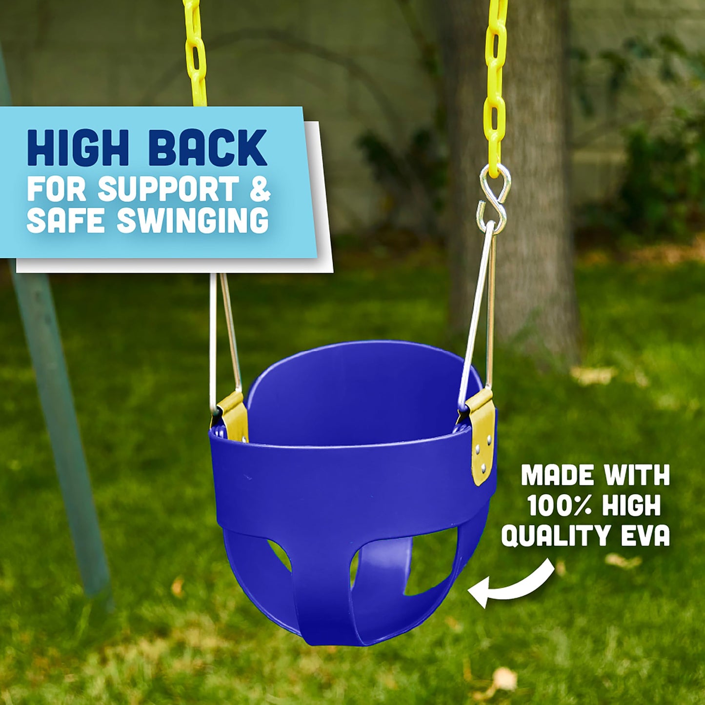 Squirrel Products High Back Full Bucket Toddler Swing Seat, Blue