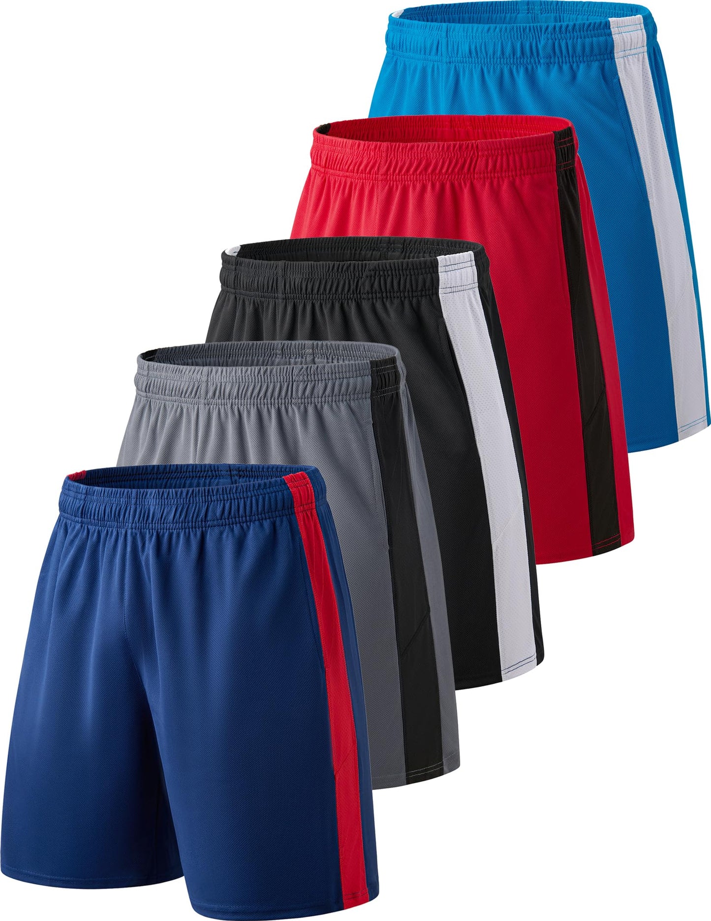 Liberty Imports 5 Pack Men's Quick Dry Athletic Basketball Shorts 9" Inseam with Pockets, Activewear for Workout Gym Running (Set 1, Large)