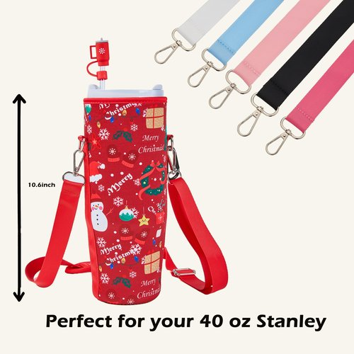 ZOYEPIN Christmas Carrier Bag for Stanley Cup with Strap, Blind Box Straw Cover & Extra Accessory