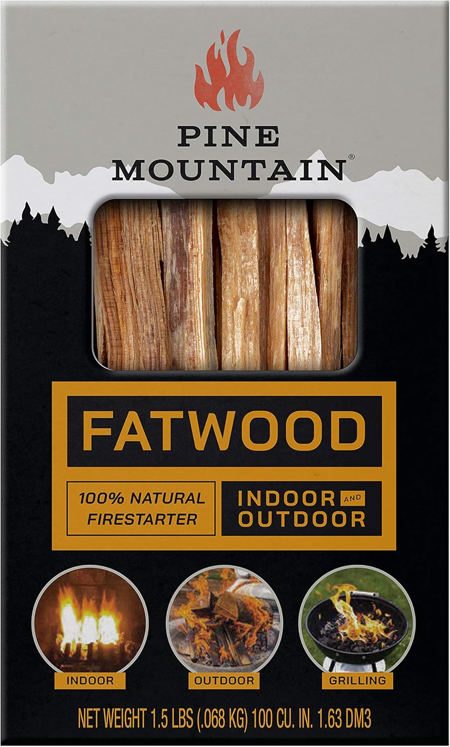 Pine Mountain, Fatwood StarterStikk, Natural Firestarting Sticks for Campfire, Fireplace, Wood Stove, Fire Pit, Indoor & Outdoor Use, 1.5 pound