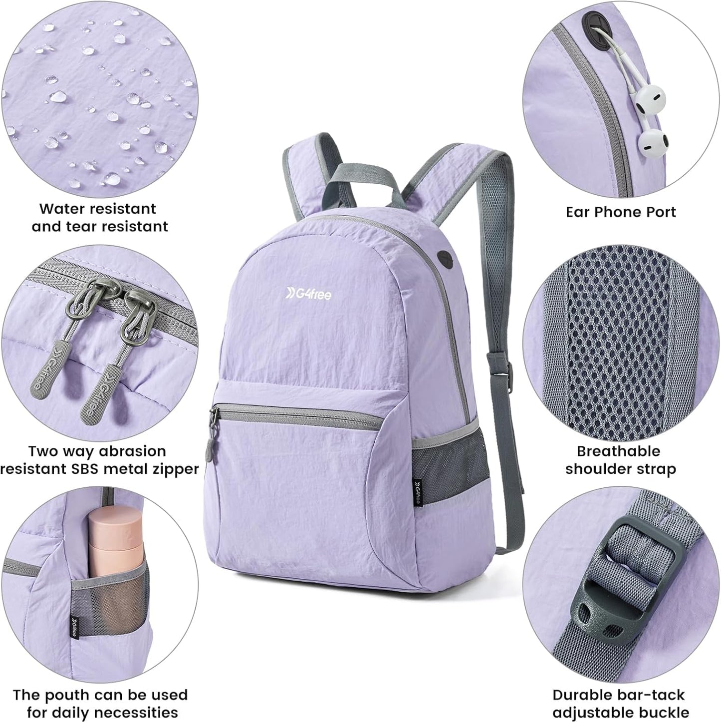 G4Free 20L Lightweight Packable Backpack Travel Hiking Daypack Foldable Backpack for Men Women