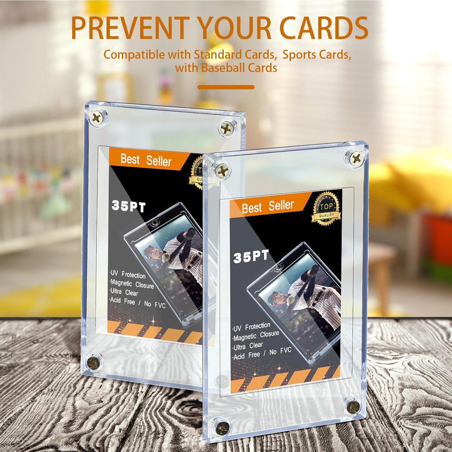 Jetec 40 Pieces Trading Card Protector Baseball Screw Card Holder 35 Pt Acrylic Clear Display Protector for Baseball Football Sports Trading Game Storage and Display